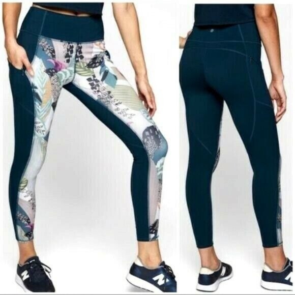 Athleta Pants - ATHLETA Floral Leggings Oasis Contender M Teal